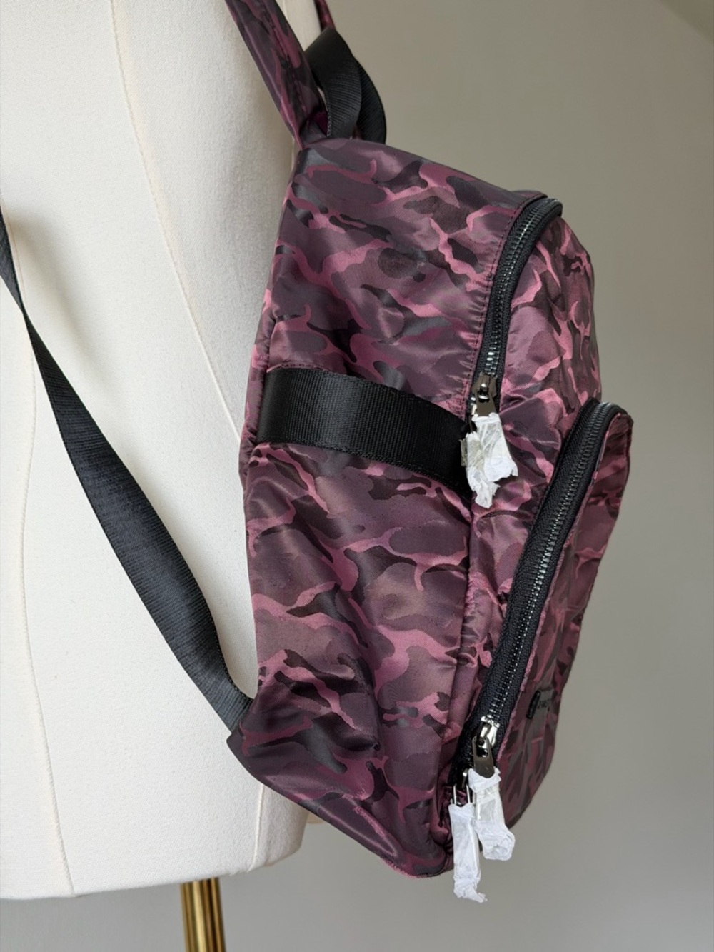 Trendy Fabletics The Downtown Burgundy Camo Backpack - Active Lifestyle - Picture 3 of 15